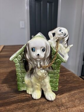 Vintage Ceramic Spaniel Dog Figurine with Puppy